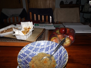 More still life except this one I call "Life at lunchtime". Those pumpkin seeds are this seasons prospective harvest, those apples are my snacks and that bowl has more delicious veggie soup in it